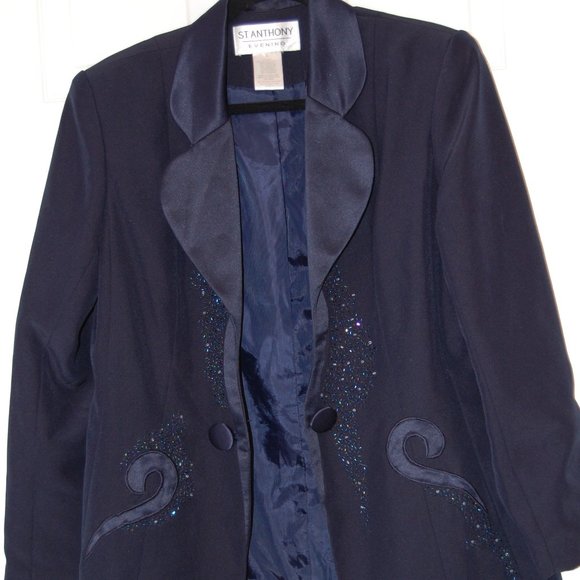 ST. ANTHONY Women's Midnight Blue Elegant  Dressy Jacket W/ Sequin Decor Size 12 - Picture 2 of 11